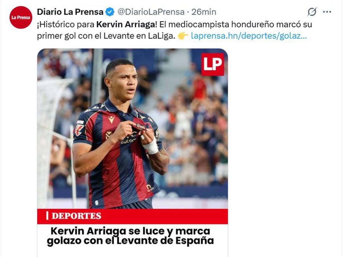 Es dueño del Levante y es una bestia: aficionados explotan tras el gol de Kervin Arriaga en España