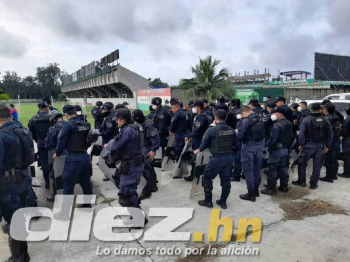 En fotos: Policía Nacional blinda el estadio Yankel Rosenthal horas antes del Marathón-Olimpia