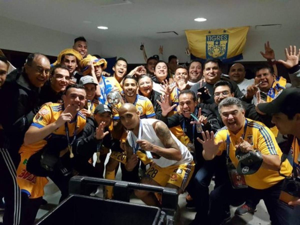 Celebración de Tigres tras ser campeón de la Liga Mx