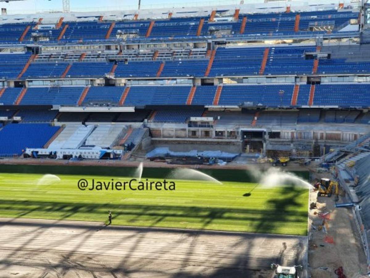 Reinstalan el césped: Así marcha la remodelación del Santiago Bernabéu, estadio del Real Madrid