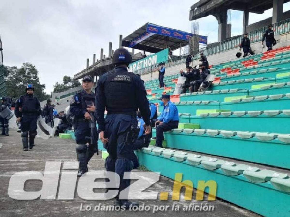 En fotos: Policía Nacional blinda el estadio Yankel Rosenthal horas antes del Marathón-Olimpia