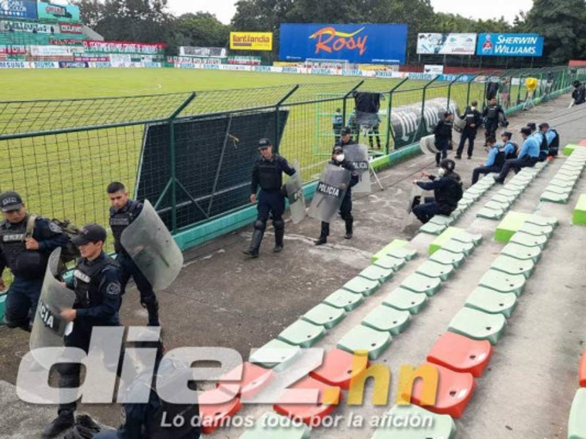 En fotos: Policía Nacional blinda el estadio Yankel Rosenthal horas antes del Marathón-Olimpia