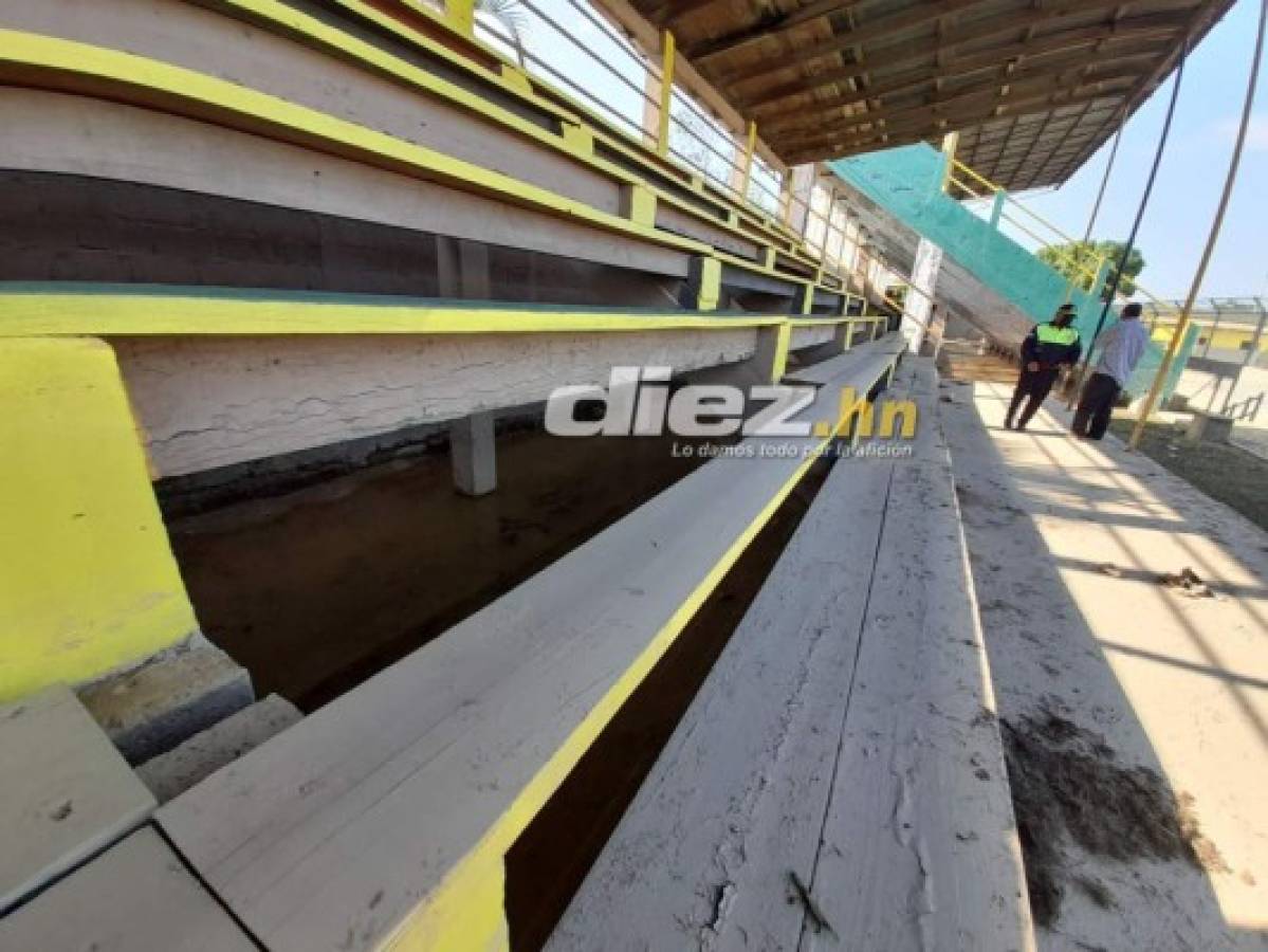 Las imágenes del estadio Humberto Micheletti de El Progreso tras el devastador paso de Eta