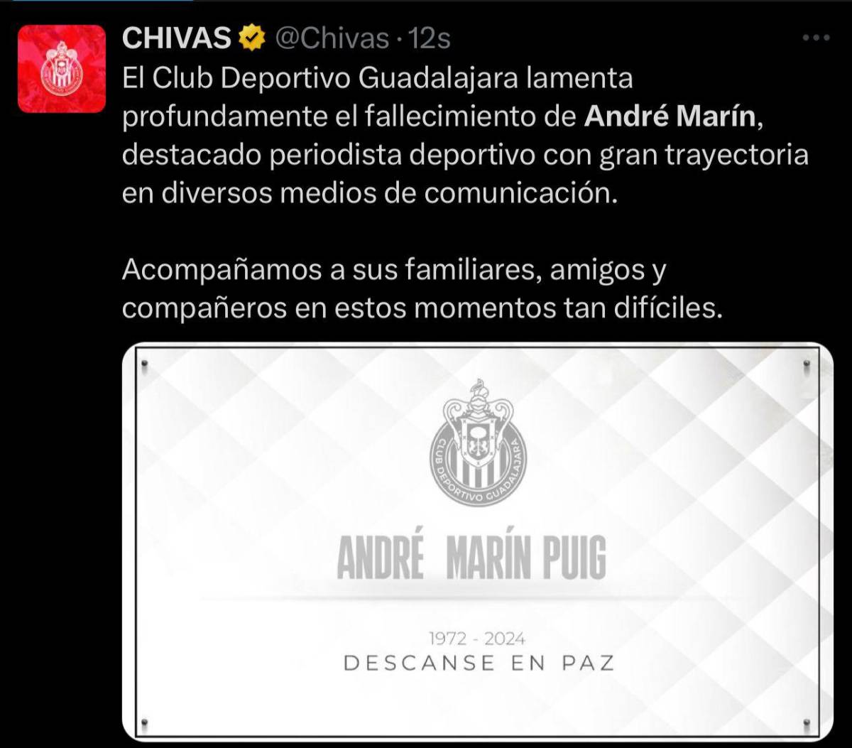 “Querido amigo...”: el último post de André Marín, mensaje de Faitelson y la despedida de los equipos mexicanos