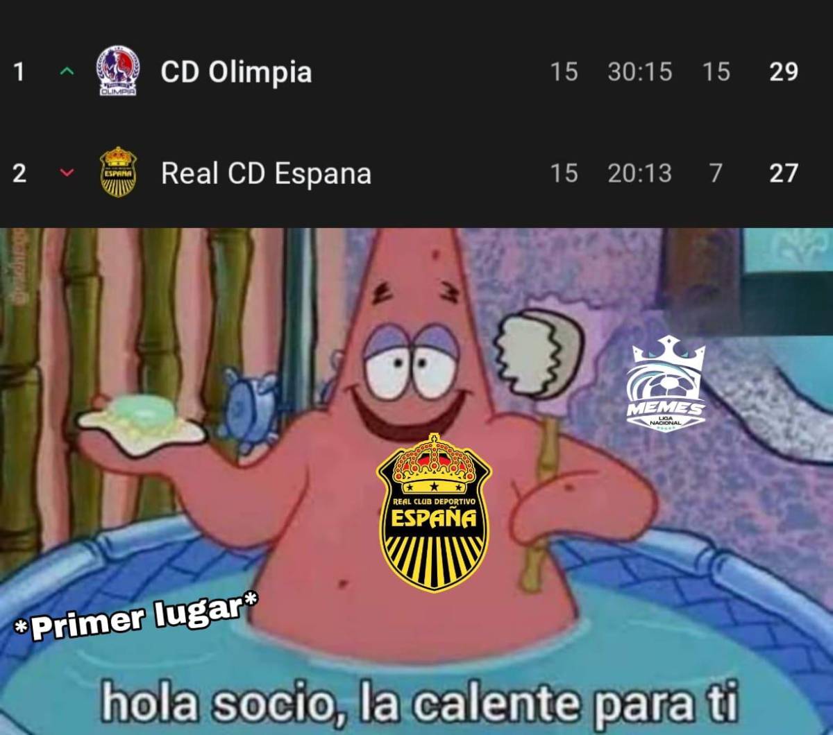 Los memes no perdonan a Real España tras perder el liderato de la Liga Nacional ante Olimpia