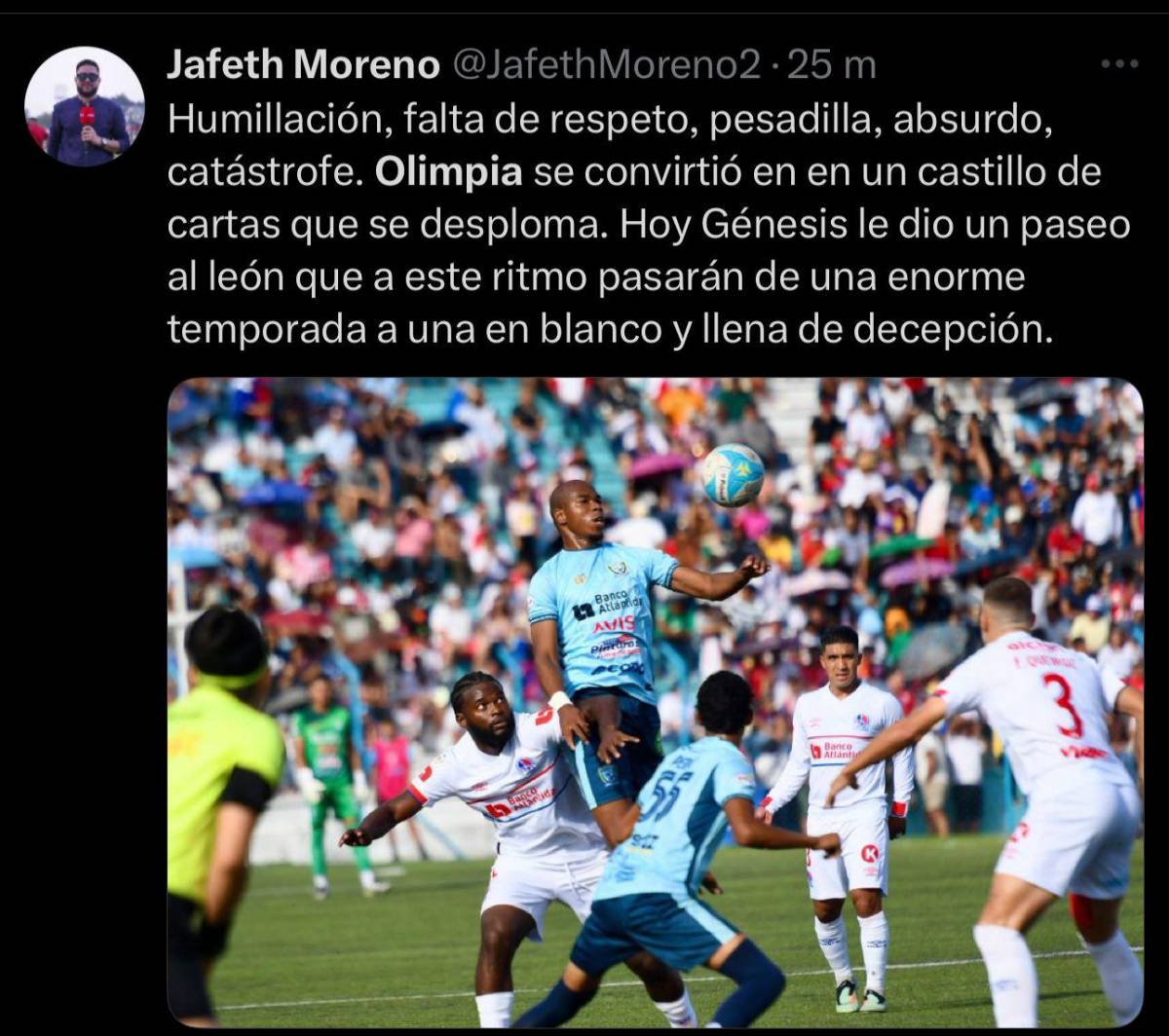 Falta de respeto Humillante: la prensa crítica a los jugadores del Olimpia de Espinel tras recibir goleada histórica por Génesis