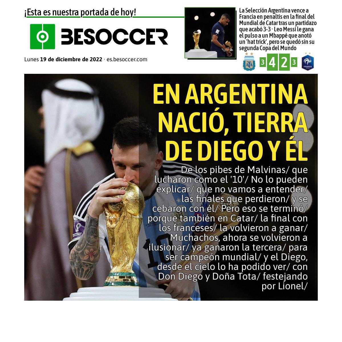¡No lo bajan de “Dios”! Portadas mundiales inmortalizan a Messi como “el mejor de todos los tiempos” tras conquistar Qatar