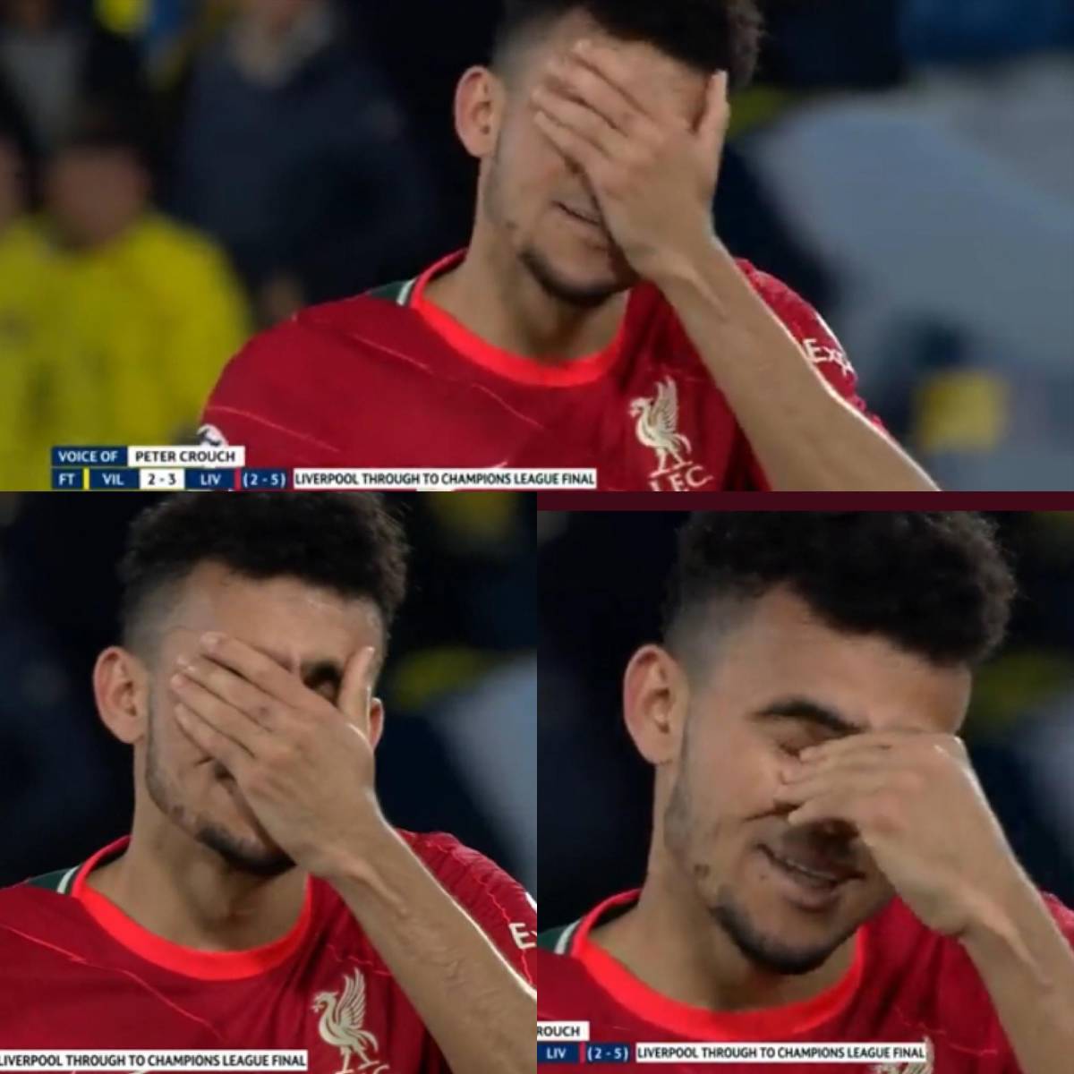 El festejo del Liverpool en el campo del Villarreal luego de avanzar a la final de la Champions y la emoción de Luis Díaz