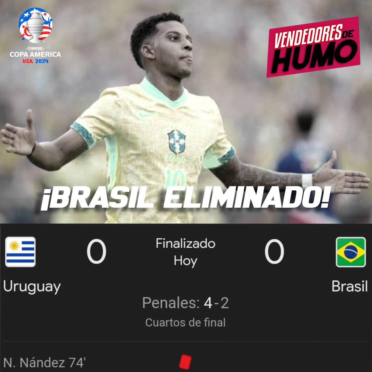 Brasil quedó eliminado de la Copa América y los memes hacen pedazos a Vinicius y los jugadores del Real Madrid