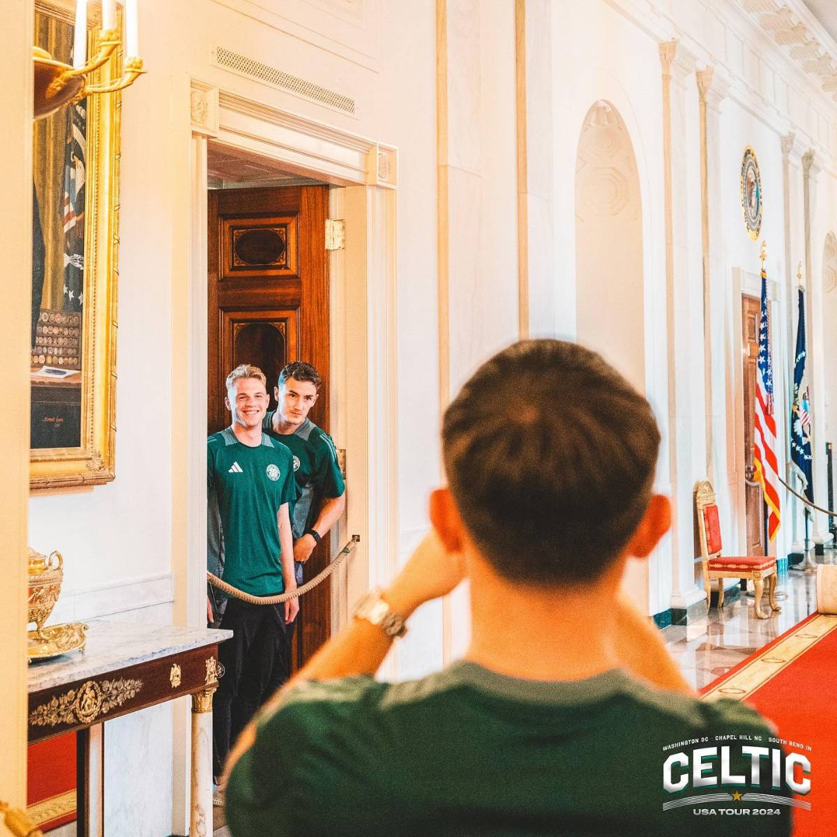 El hondureño Luis Palma visita la Casa Blanca y desata la locura de niños en la gira del Celtic en Estados Unidos