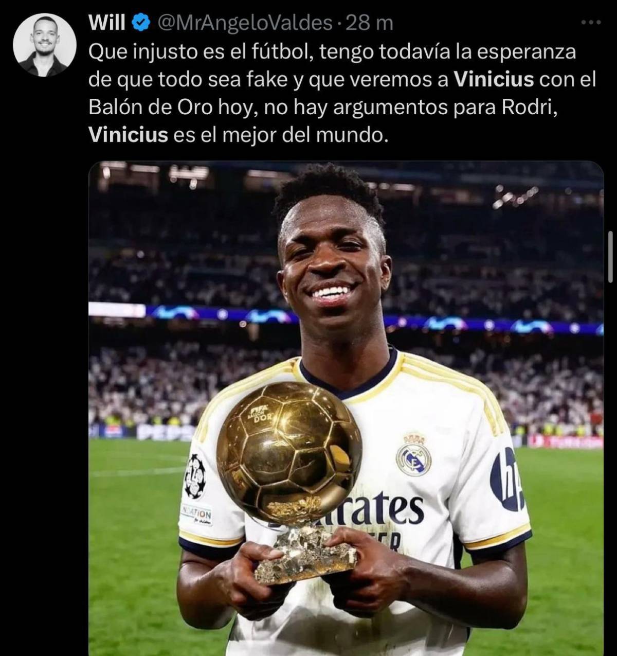 Vinicius no ganará el Balón de Oro y la prensa mundial reacciona : “Es la mayor vergüenza en años”, “Que injusto”