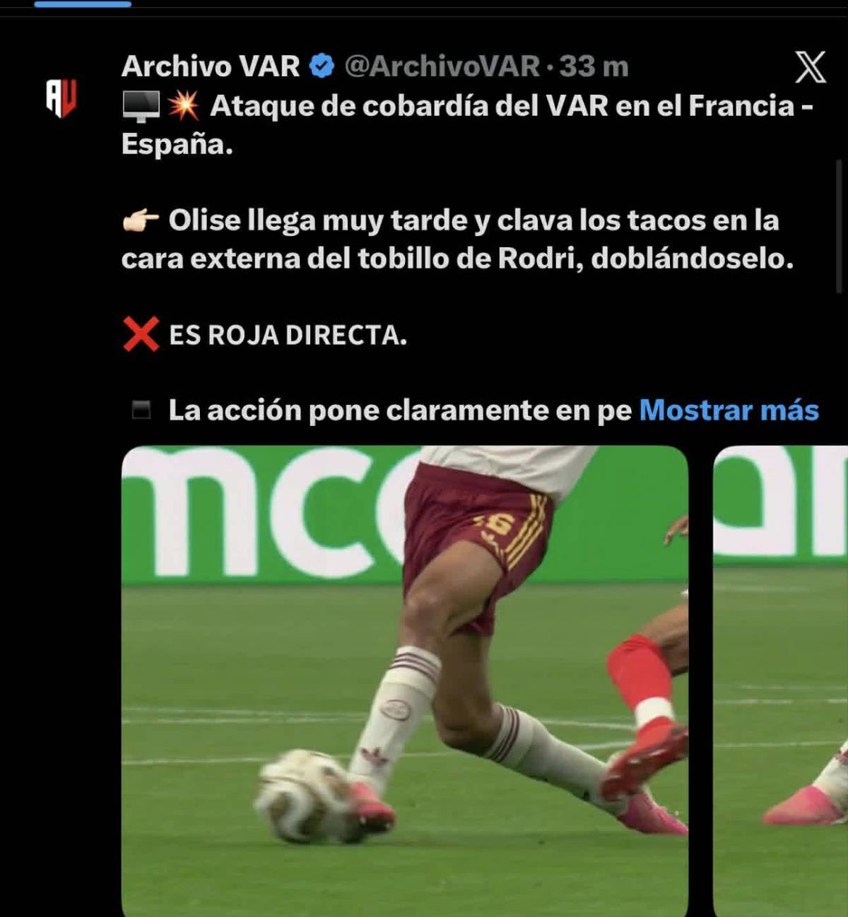 Ataque de cobardía : la prensa no perdona a Iván Barton en el España-Francia
