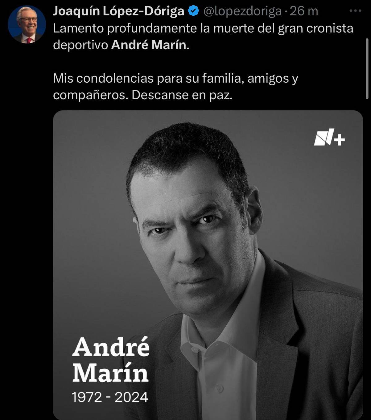 “Querido amigo...”: el último post de André Marín, mensaje de Faitelson y la despedida de los equipos mexicanos