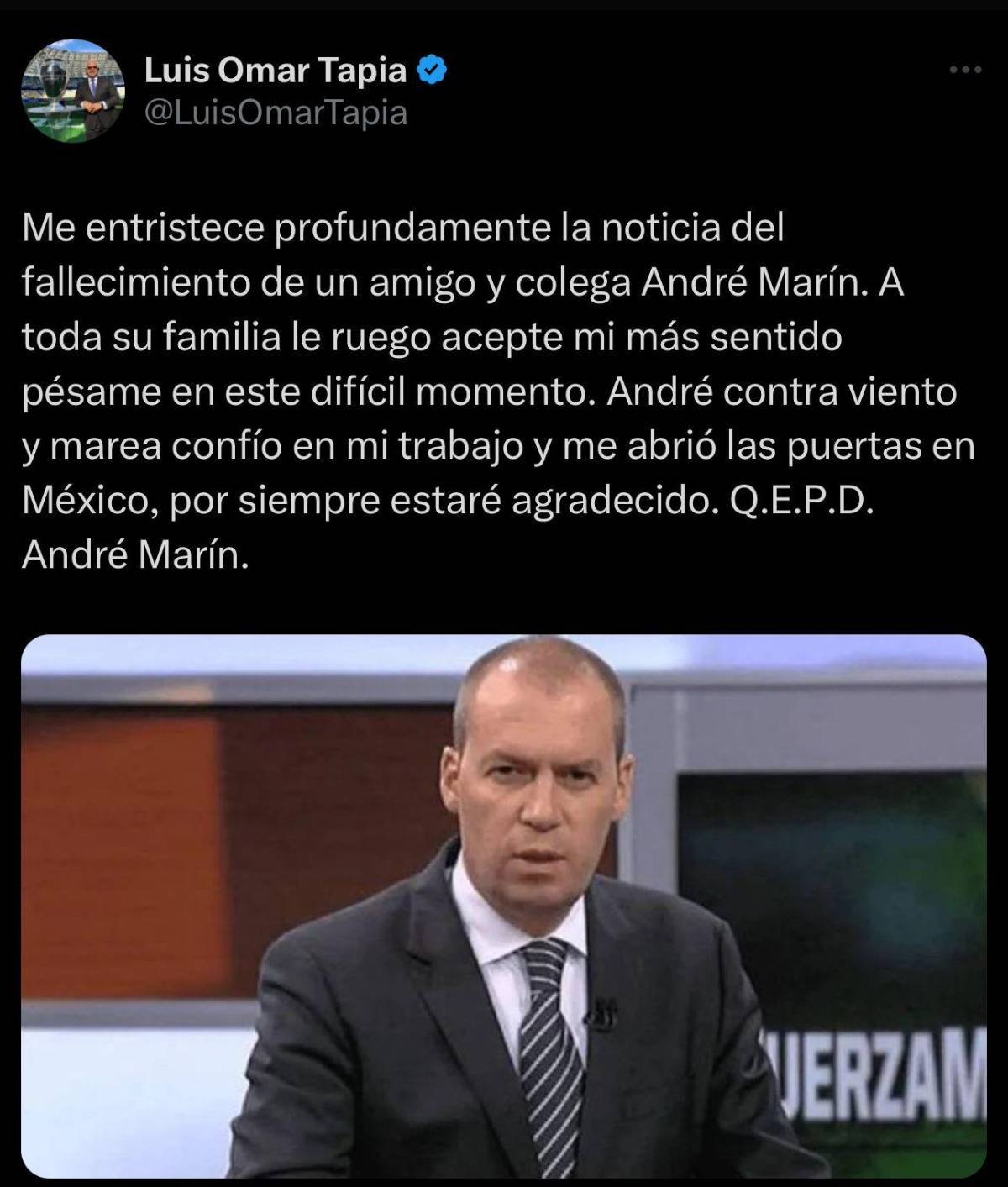 “Querido amigo...”: el último post de André Marín, mensaje de Faitelson y la despedida de los equipos mexicanos