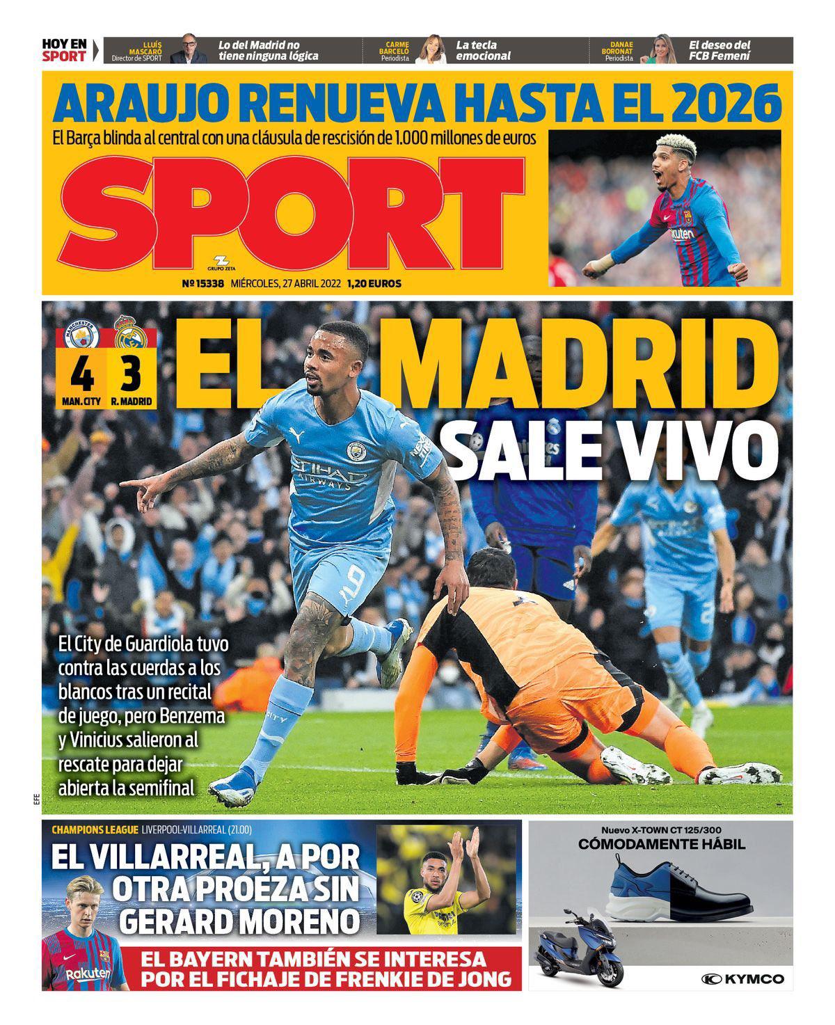 Las portadas que dejó el partidazo entre Manchester City y Real Madrid: “Milagro” y “sale vivo”