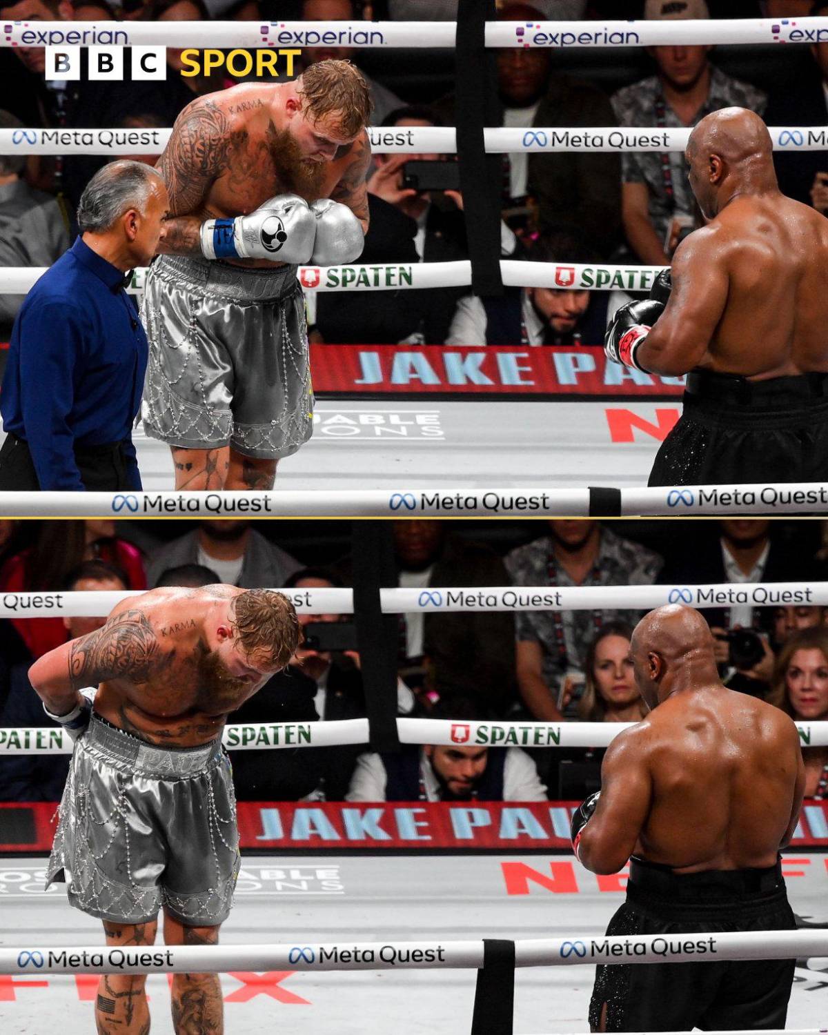 Así fue el triste regreso de Mike Tyson al boxeo: molido a golpes por Jake Paul y el gesto de su rival antes de terminar la pelea