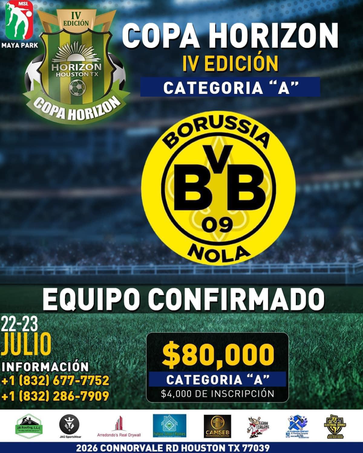 Borussia Nola busca conquistar la corona de la IV edición de la Copa Horizon 2023 en Connorvale, Houston