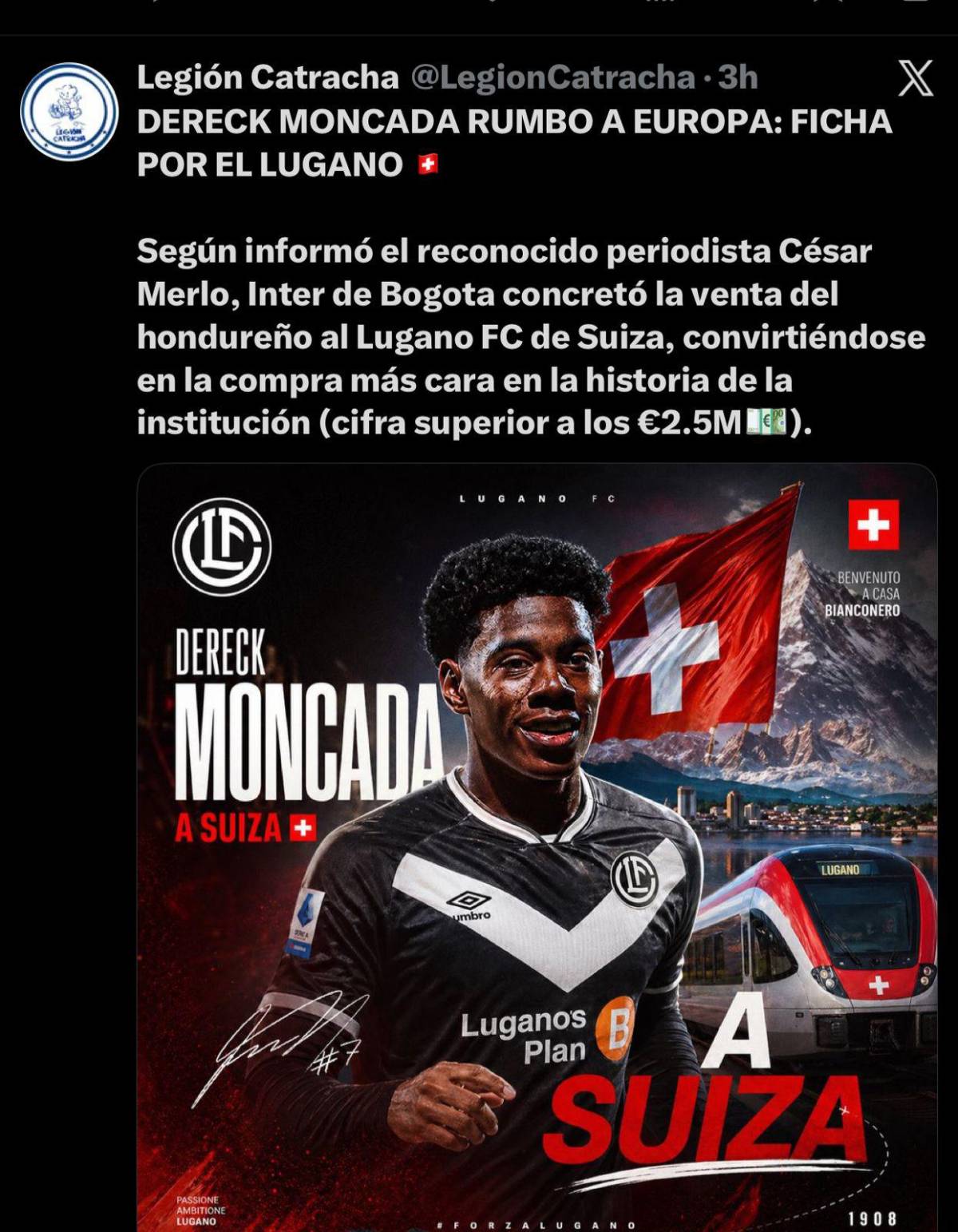 AS alucina su fichaje a Europa: así reacciona la prensa por el traspaso de Dereck Moncada a Lugano