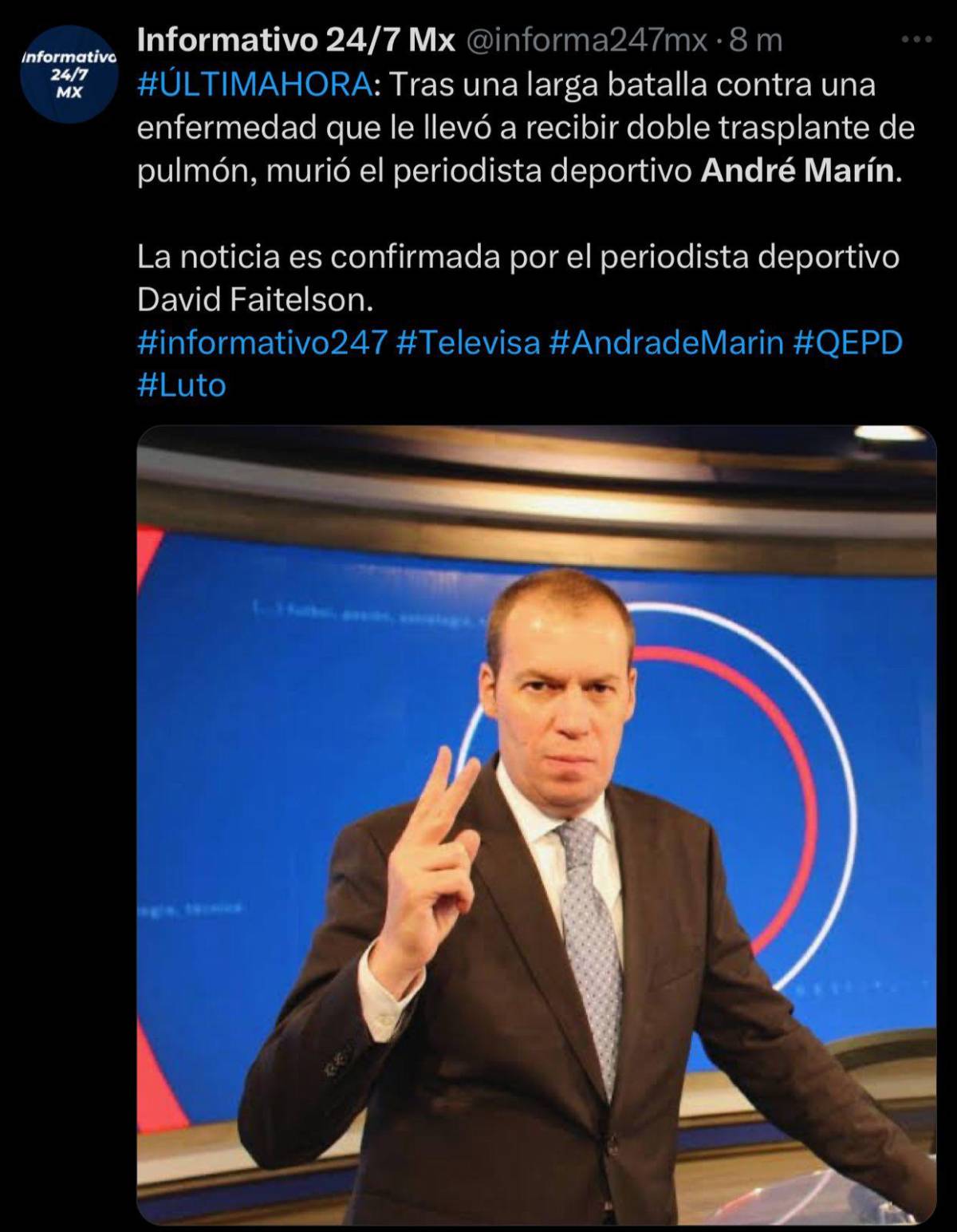 “Querido amigo...”: el último post de André Marín, mensaje de Faitelson y la despedida de los equipos mexicanos