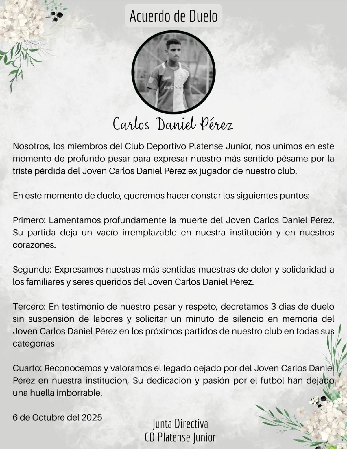 Asesinan a joven jugador hondureño en su casa en San Pedro Sula; el doloroso mensaje de su club