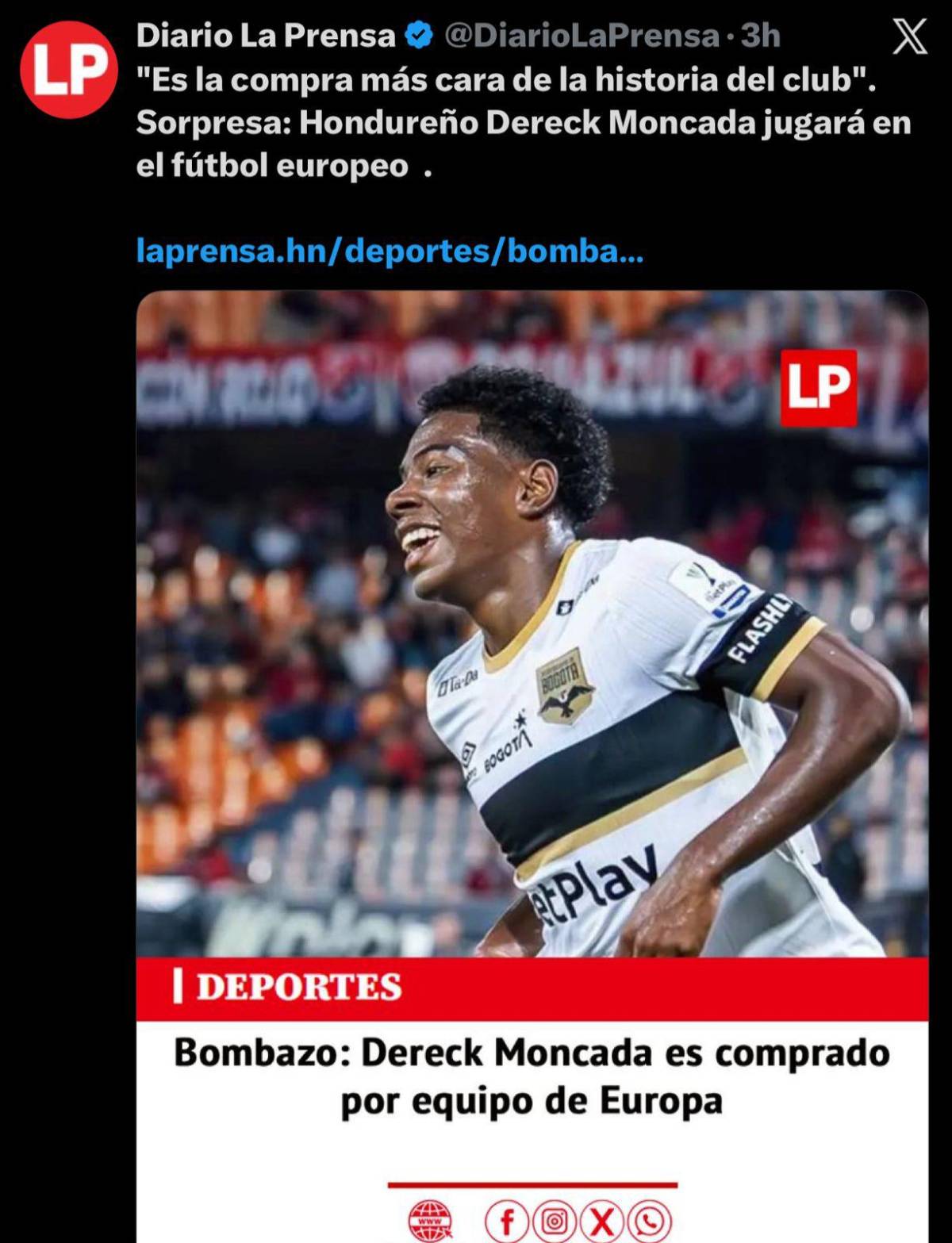 AS alucina su fichaje a Europa: así reacciona la prensa por el traspaso de Dereck Moncada a Lugano