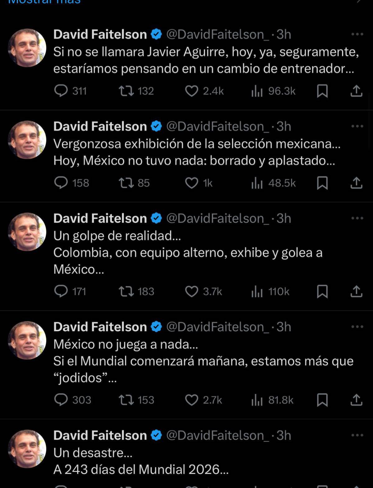 Es la peor en décadas Estamos jodid...: Faitelson estalla contra el Vasco tras la humillación de Colombia a México