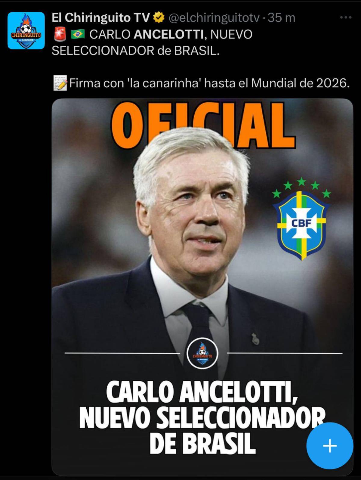 Tiemblan en Argentina, Nombramiento histórico: así reacciona la prensa tras el fichaje de Ancelotti a Brasil