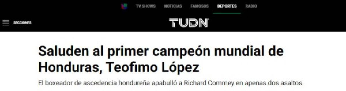 Así amanece la prensa internacional tras el título mundial de Téofimo López