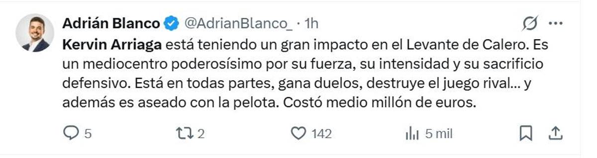 Es dueño del Levante y es una bestia: aficionados explotan tras el gol de Kervin Arriaga en España