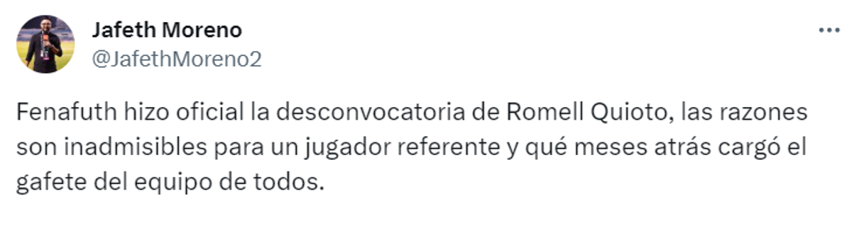 Quioto fue dado de baja en la convocatoria de Honduras y esto dicen los periodistas: “Rueda no anda chineando a nadie”