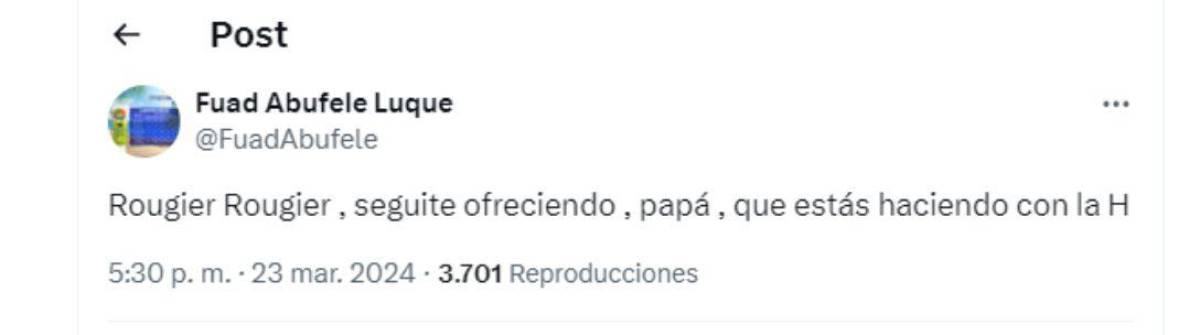 La reacción de Costly, el gran señalado de la prensa de Honduras y directivo atiza contra Rougier