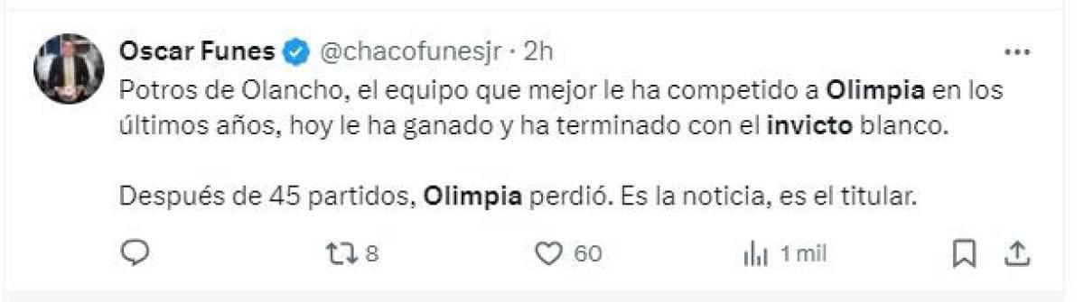 “Hasta que Olimpia lo vuelva a superar”, “Olancho enterró el invicto”: Prensa hondureña reacciona al batacazo de Potros