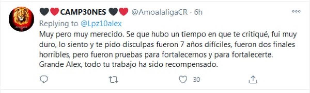 ¡Hasta le pidieron perdón! Las redes se inundan de elogios a Alex López tras la 30 del Alajuelense