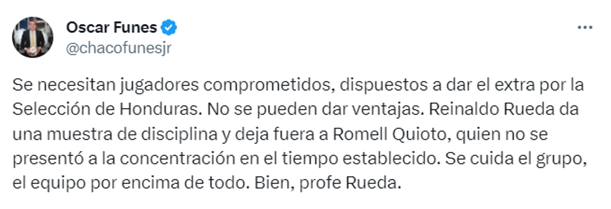 Quioto fue dado de baja en la convocatoria de Honduras y esto dicen los periodistas: “Rueda no anda chineando a nadie”