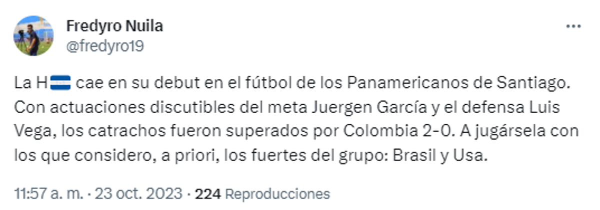 ¡Ya veían la derrota! Periodistas reaccionan por la triste presentación de Honduras en los Juegos Panamericanos 2023