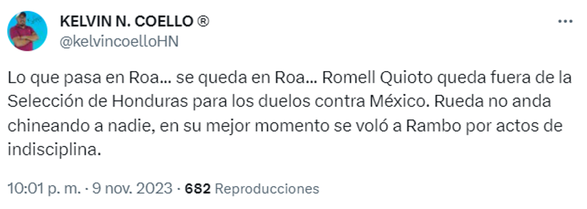 Quioto fue dado de baja en la convocatoria de Honduras y esto dicen los periodistas: “Rueda no anda chineando a nadie”