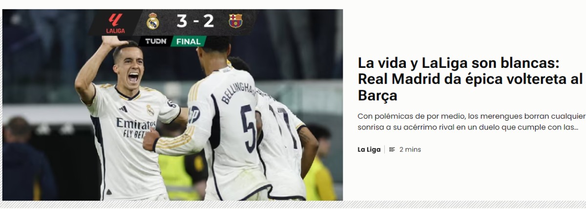 La prensa reacciona luego del triunfo del Real Madrid en el Clásico: “Barcelona alcanza un nuevo nadaplete”