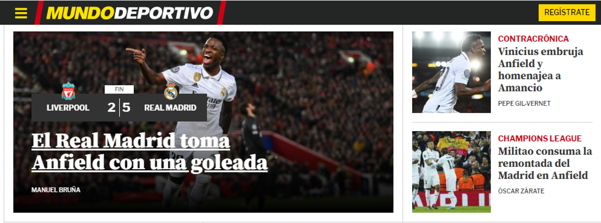 ¡En Inglaterra despedazan al Liverpool! Medios se rinden al supremo Real Madrid que goleó en Champions League