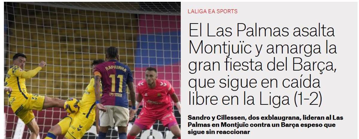 Barcelona perdió en casa ante Las Palmas y así reacciona la prensa: “Que cierren el VAR y pongan una ruleta; vergüenza”