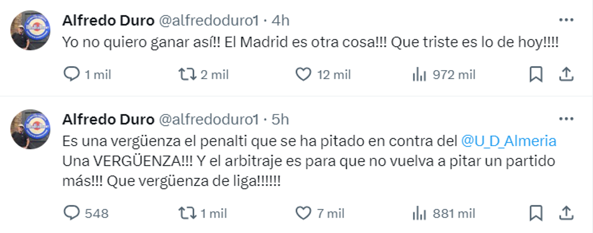 La feroz publicación del Almería y así reacciona la prensa al “robo” del Real Madrid en el Bernabéu