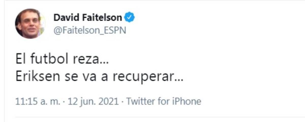 Los mensajes luego de que Eriksen cayera fulminado en pleno partido de la Euro: ¡No, por Dios!