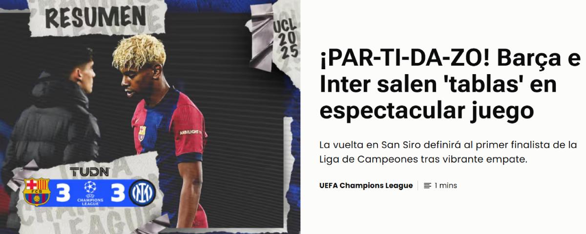 Resultado injusto, Homenaje al fútbol: así reaccionó la prensa tras el empate entre Barcelona ante Inter en Champions
