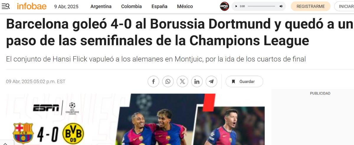 Serie liquidada, semifinales a la vista: así reaccionó la prensa tras la goleada del Barcelona al Dortmund en Champions
