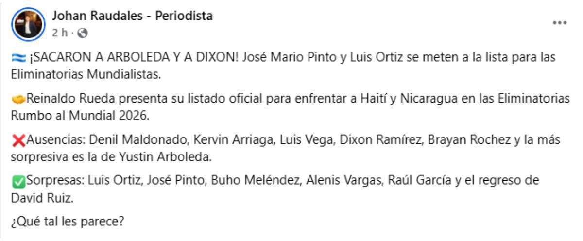 Empieza el sueño, Los elegidos de la H: así reaccionó la prensa a la convocatoria de Honduras para la eliminatoria