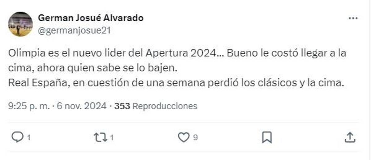 Así reaccionó la prensa hondureña al liderato de Olimpia y caída de Real España: el posteo de ESPN y del propio club albo