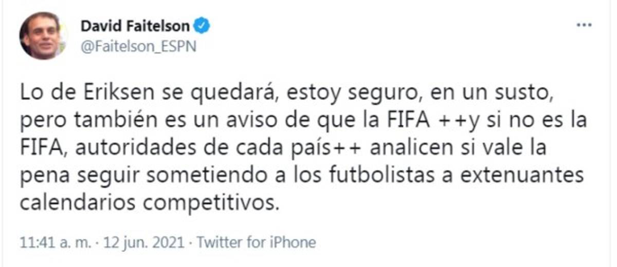 Los mensajes luego de que Eriksen cayera fulminado en pleno partido de la Euro: ¡No, por Dios!