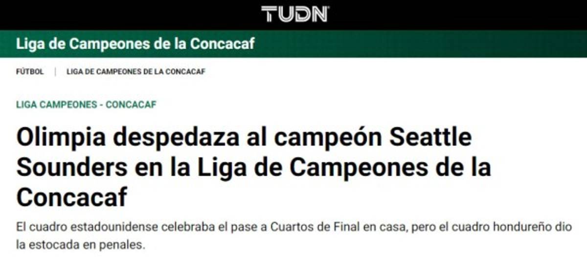 Prensa internacional destaca a Olimpia tras echar al Seattle de la Champions de Concacaf
