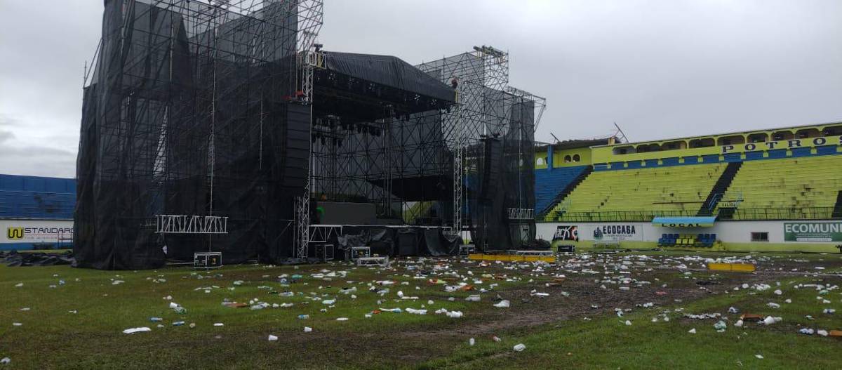 ¡Un chiquero! Destruyen cancha del Estadio Brevé Vargas tras concierto en Juticalpa: deplorables condiciones