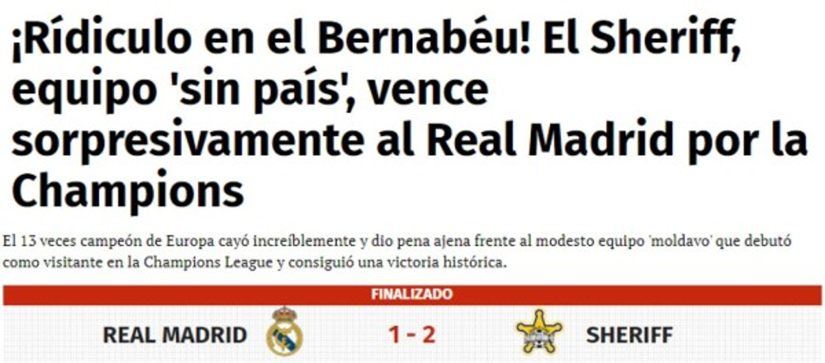 ''Tiroteados por el Sheriff'': la prensa mundial reacciona tras la dura derrota del Real Madrid en Champions