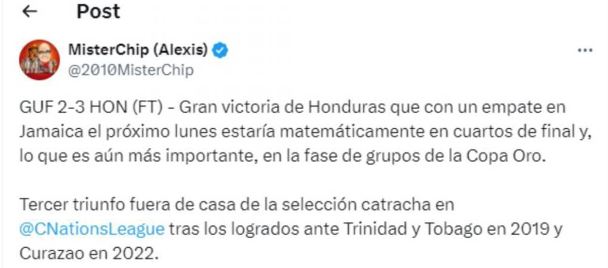 MisterChip sorprende con estadística para Honduras y señalan a la Bicolor: “el nivel es demasiado bajo”